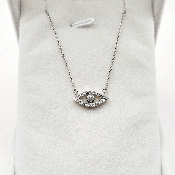 .50 Carats VS Lab Diamond Evil Eye Sterling Silver Necklace - Picture 4 of 6